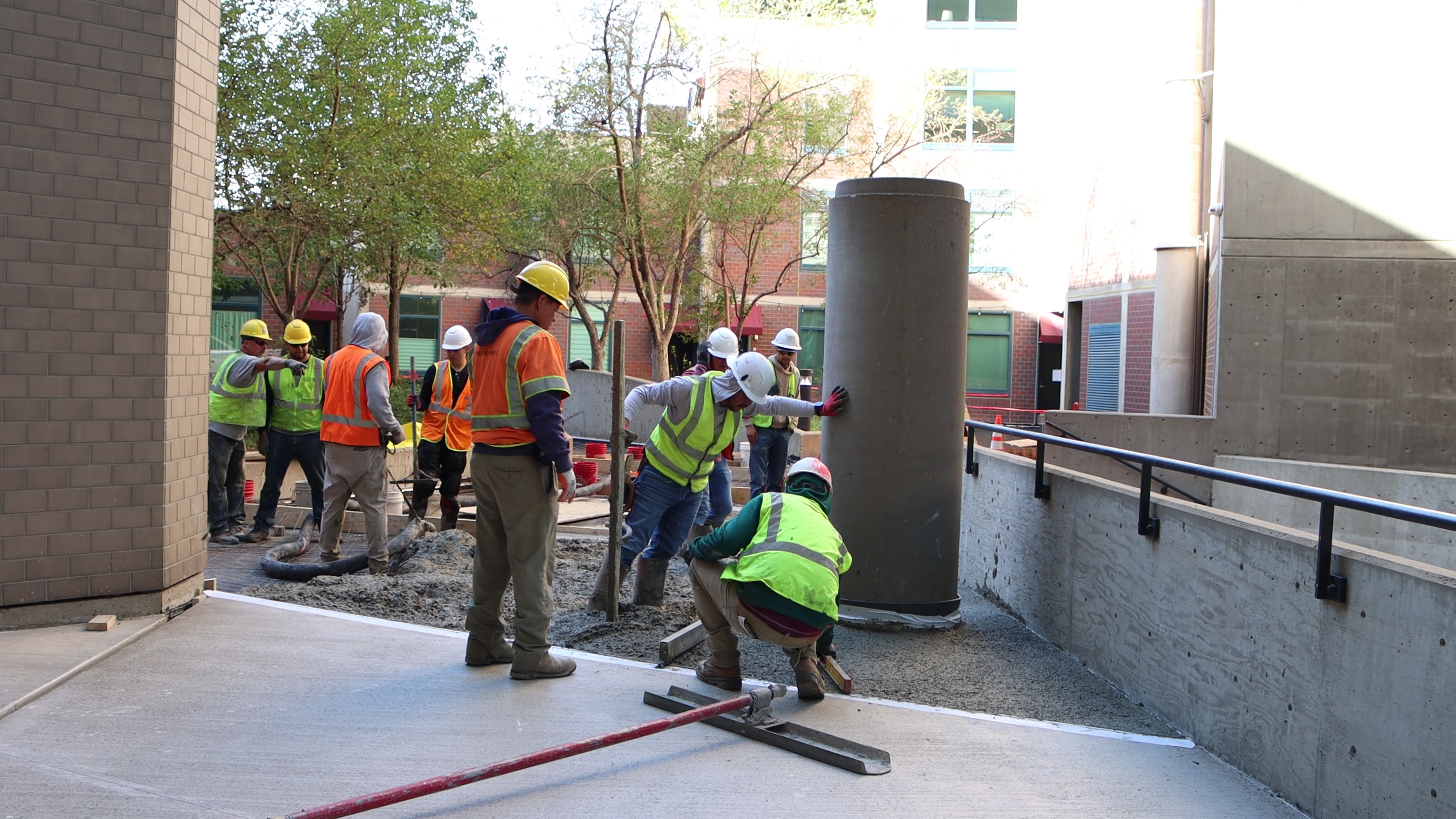 Gold's Concrete pouring a structural slab for elevated patio at University of Denver.